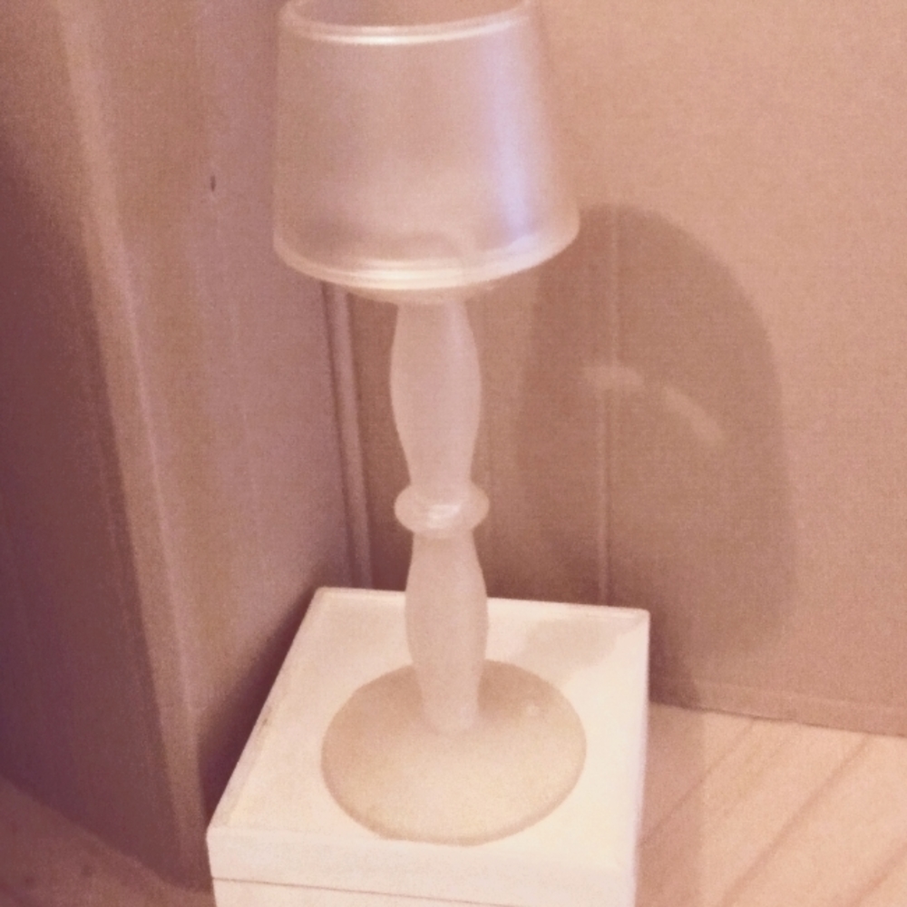 Frosted white tea light candle holder